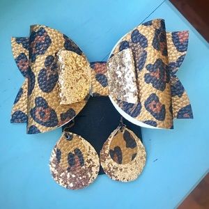 Leopard bow & earrings